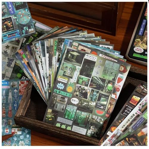 Japanese Stickers Book for Journaling,Retro Japanese Stickers for Planner - color: Frost