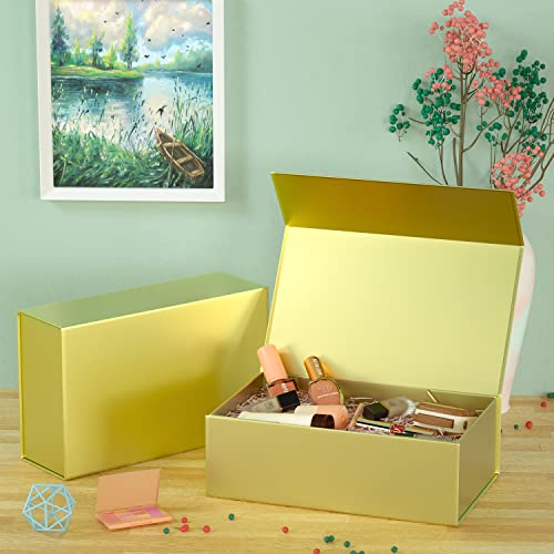 RYDDOY Gold Gift Box, 12x6x4'' Gift Boxes with Lids for Presents - color: Gold, size: 12 x 6 x 4 Inch