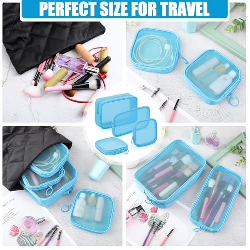 Weewooday 4Pcs Mesh Makeup Bag, Blue, Small, Large, Medium, Classic - color: Blue, size: Small, Large, Medium, style: Classic