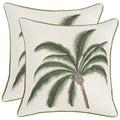 Embroidered Throw Pillow Covers 18x18 inch Pack of 2 Green Palm Tree - color: A Green Coconut Tree