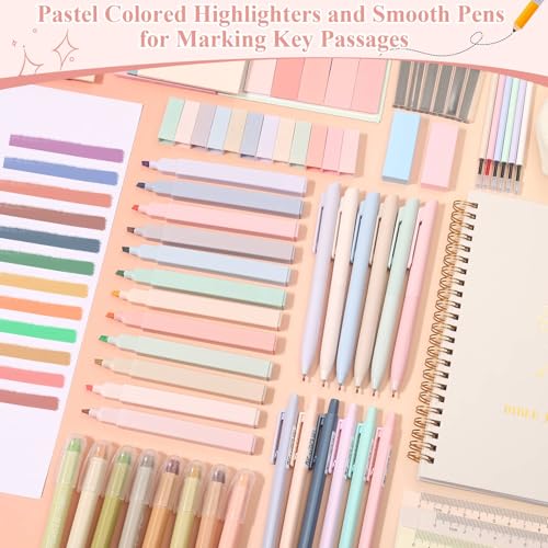 79 Pack Bible Study Supplies Journaling Kit for Women, Prayer Journal Note Taking Annotation Kit, Bible Tabs and Highlighters Set with Pencil Case and More Bible Study Tools - color: Multi