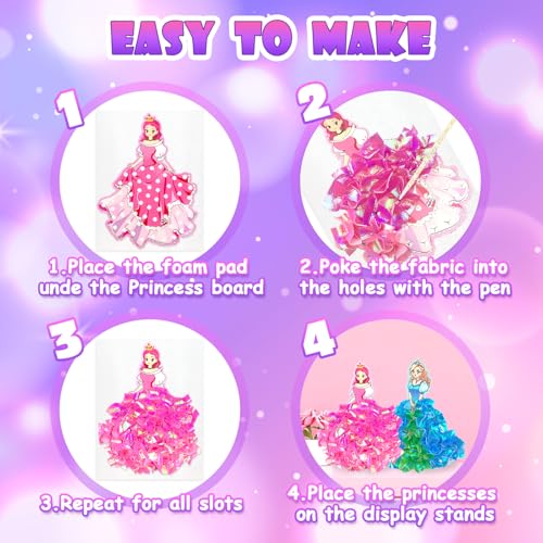 Poke in Fun Art Flower & Princess &Unicorn Craft Kits for Kids,Arts and Crafts for Kids,Mess Free Kids'Paper Craft Kits,DIY Art Supplies Creative Activity Birthday Gifts,Toys for Girls Boys Ages 4-10+ - style: Princess 2