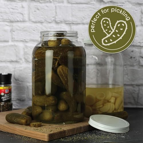 kitchentoolz 1 Gallon Glass Jar with Lid - Extra Wide Mouth Mason Jar - Made in USA - color: White Lid, size: 1 Gallon
