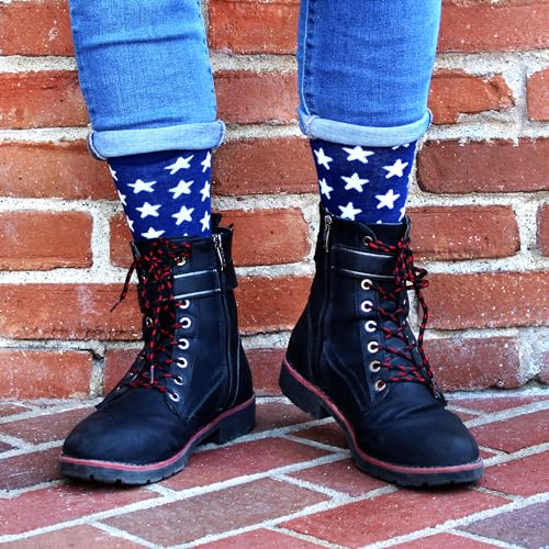 BambooMN Men's Cotton Colorful Design Fashion Novelty Dress Socks - color: American Flag Print - 1 Pair, size: 5-9