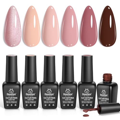Beetles Nude Gel Nail Polish Set, Neutral Pink Brown Skin Tone Gel Polish - color: A - Mixed Finishes | Nude | Nude Symphony