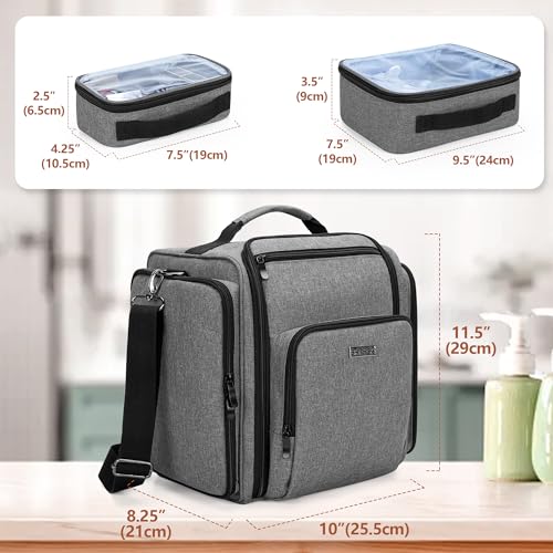 BAFASO Makeup Bag Cosmetic Bag with 4 Inner Removable Pouches, Gray - color: Gray