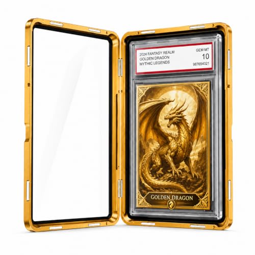 PSA Slab Case, Magnetic 9-Point Lock Display Protector,Gold - color: Gold