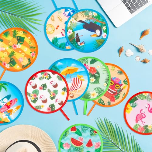 R HORSE 50Pcs Summer Hawaiian Folding Fans Bulk Tropical Handheld Fan Gifts - color: Beach