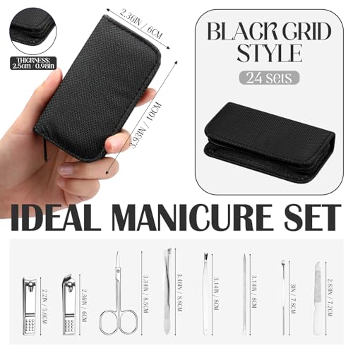 Coume 24 Sets Mini Manicure Kit for Women Men Nail Clippers, Black - color: Black