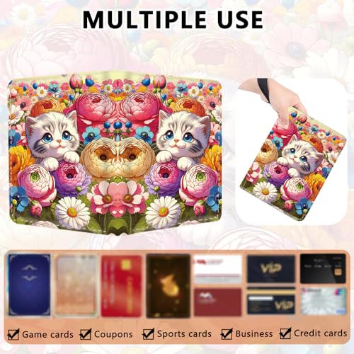4 Pocket Trading Card Binder, Holds 400 Cards, 3-Ring Binder - color: Beautiful flowers and cats