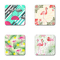 Beautiful Flamingos Pattern Square Coaster Set of 4 - color: Beautiful Flamingos Beautiful Flamingos Pattern Square