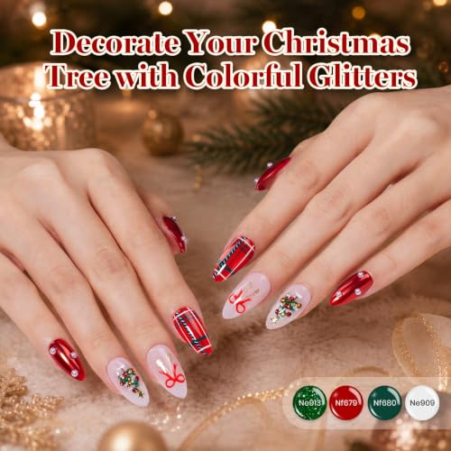 Beetles Christmas Gel Nail Polish Set, Red Green White Glitter - color: A - Christmas Set | Christmas Eif