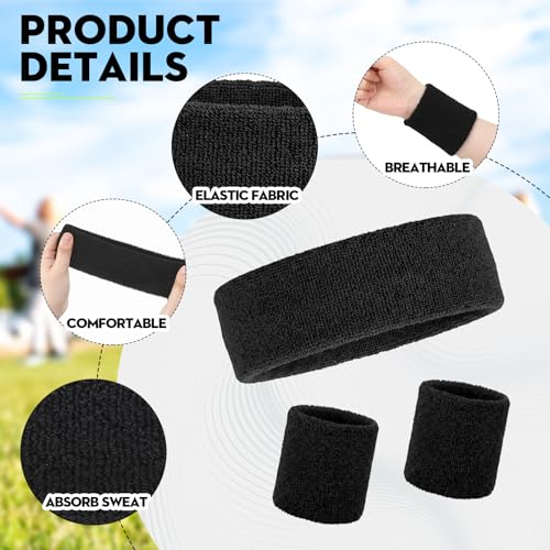Sweatbands and Wristbands Set, Women, Men - color: Black