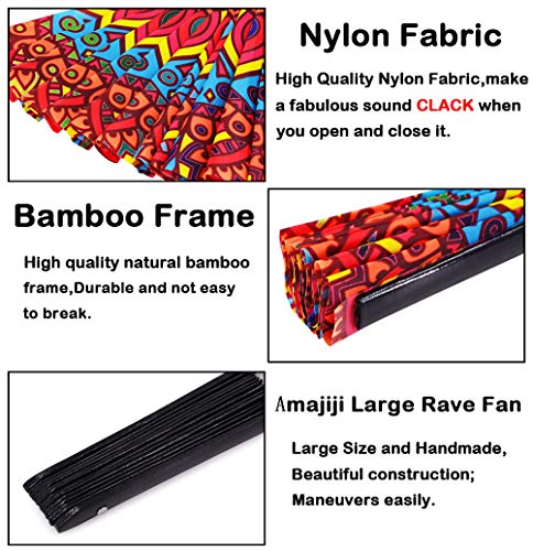 Large Folding Hand Fan Rave Fans, Fantasy Flowers - color: Fantasy Flowers