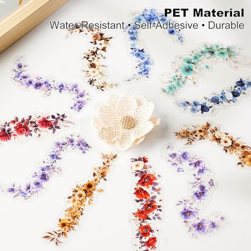 120 Pcs Floral Stickers with Geometric Frames for Scrapbooking - color: Floral Daily