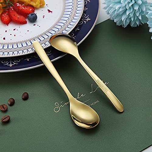 Gold Demitasse Espresso Spoons, 5.5'' Mini Coffee Spoons, Set of 6, Stainless Steel, Dishwasher Safe - color: 2. Gold