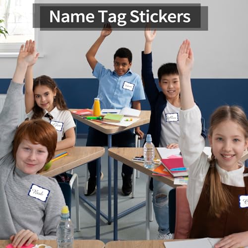 Starboling Name Tag Stickers, 200 Pcs 3"x2" Blue Plain Stickers, Colorful Border, For Office, Meetings, School & Home - color: Blue