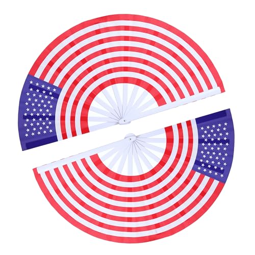 American Flag Fan-Folding Hand Fans-13 inch Large Rave Fan Popping Fan Clacking Fans for Line Dancing Outdoor,Wedding,Party,Decoration (American Flag,2 Packs) - color: American Flag
