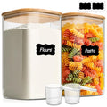 ComSaf Glass Storage Jars with Bamboo Lids 4.6 Qt 2 Pack Large Wide Mouth - color: 4.6Qt-Square-2Pack
