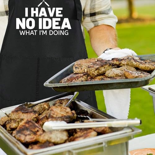 Rosoz Funny BBQ Black Chef Aprons for Men Adjustable Kitchen Cooking Aprons - color: I Have No Idea What I'm
