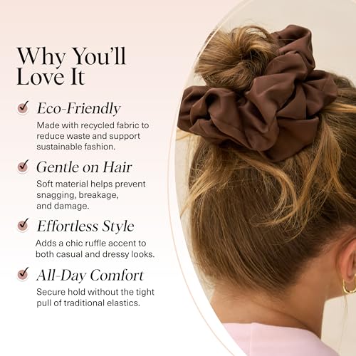 Kitsch Recycled Satin Oversized Scrunchies - Black & Chocolate, 2pcs - color: Black & Coffee
