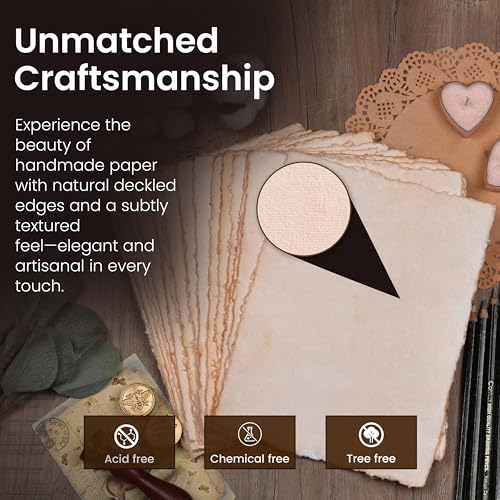 LEATHER VILLAGE Vintage Deckled Edge Watercolor Paper 25 Sheets 4x6 Inches - color: Antique/Vintage, size: 6 X 4 Inch