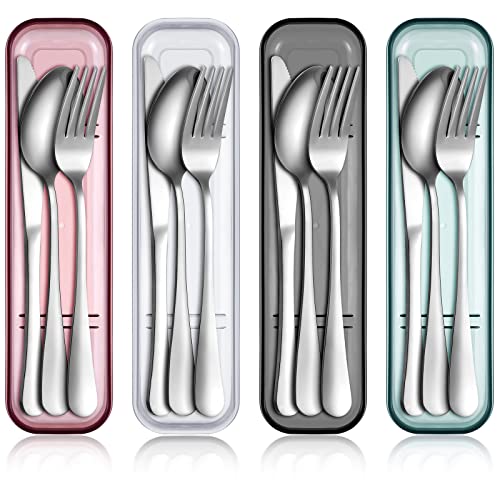 Yinkin 4 Pack Travel Silverware Set with Case for Lunch,Clear - color: Clear