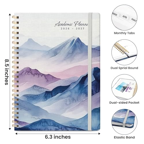 ZOTIA Planner 2026-2027 Weekly & Monthly Calendar Planner Jul 2026-Jun 2027 - color: D-Distant Peaks Hill, size: 6.3" x 8.5"