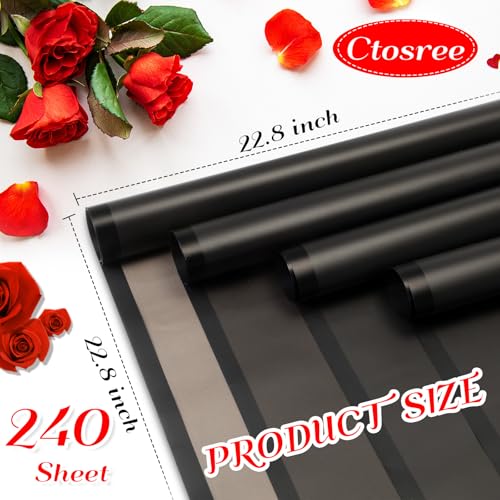 Ctosree 240Sheets Flower Wrapping Paper,Waterproof Korean Bouquet Wrap 23in - color: Black