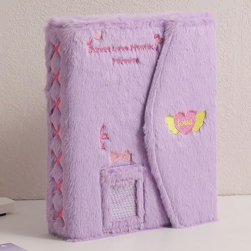 A5 Binder Kpop Plush Photocard Album with 20 Pcs Inner 3 Inch Photo Album Sleeves in Loose Leaf Refillable 6 Rings Binder Cover Photocard Holder Book for Picture Cards Storage (Purple) - color: Purple