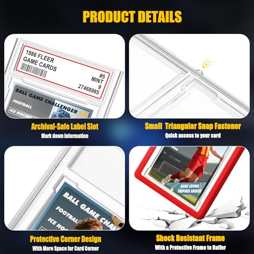 1 Pack Graded Card Slab with PSA Slab Bumper Set, Hard TPU PSA Slab Bumper Protector Guard Graded Card Slab Protectors with Label Position for Game Cards, Sports Cards, Trading Cards