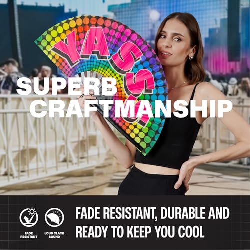 SoJourner Folding Rave Fan, Yasss - color: Yass