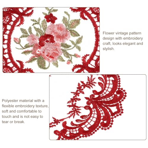 uxcell 2Pack Retro Lace Placemat 12x12-in Square Embroidered Table Place Mats French Crochet Doilies Coasters Cup Mat for Home Wedding, Wine Red - color: Wine Red