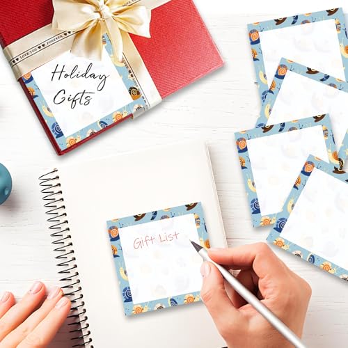 Sticky Notes 3x3 Inches, Cute Self-Stick Note Pads, Funny Memo Pads, Easy to Post Sticky Notes for Office, Home & Notebook Cute Blue Snail - color: Cute Blue Snail