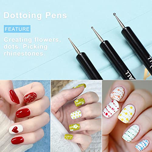TEOYALL 6Pcs Nail Art Brushes, Gel Nail Polish Painting Liner and Dotting - color: Black