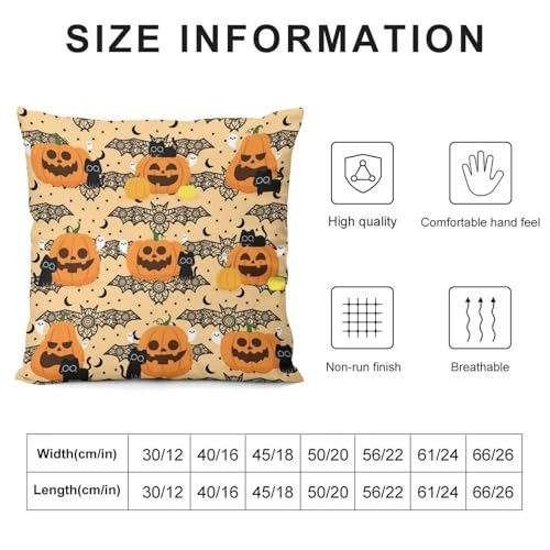 Cartoon Cat Bat Pillow Covers,Gothic Horror Spooky Ghost Moon Stars Home Decor Sofa Bedroom Cushion Outdoor Indoor Decorations 16 "x16 - color: Cat-2, size: 16" x 16" (Pack of 2)