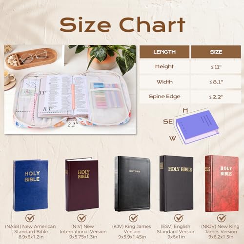 XKDOUS Bible Cover Case for Women Bible Bag Journaling Kit w/Study Supplies - color: Canvas Orange, size: Large