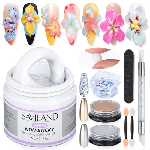 SAVILAND 60 g Solid Builder Nail Gel Kit Non Sticky, White - size: 60g- white