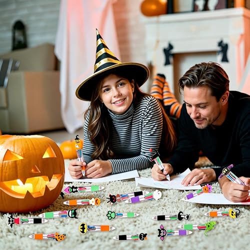 24PCS Halloween Fun Pens Mini Multicolor 4-in-1 Party Favors Pens - style: Halloween-24pcs