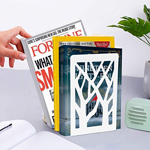 Book Ends, Bookends, Bookends for Shelves, Bookend, Book Ends for Heavy Books, White Metal Book Shelf Holder Home Decorative, Book Stoppers for Shelves, Bookend Supports 2 Pair - size: White-2 Pair