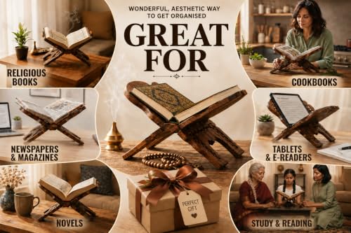 Handmade Wooden Prayer Book Stand Rehal Folding Bible Quran Holder 12 Inch