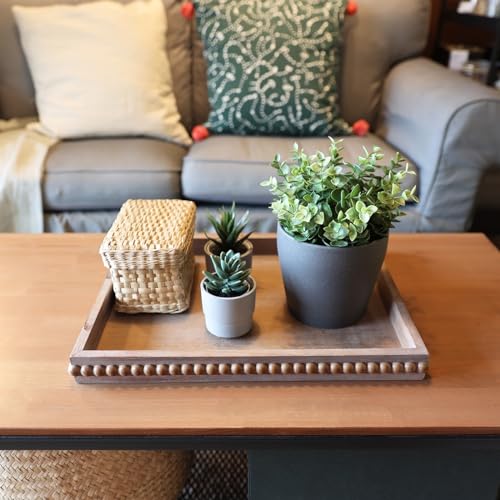 Hrastany Wood Decorative Tray for Coffee Table, Brown, 15.7"*11.8"*1.57" - color: Re Brown, size: 15.7" x 11.8" x 1.6"