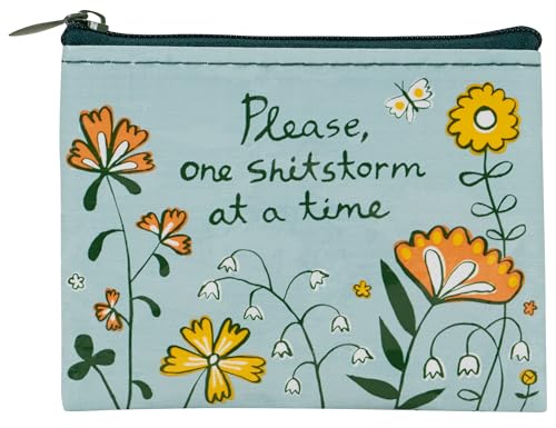 Blue Q Coin Purse - Cute Coin Pouch for Men & Women, Small Pouch Organizer - color: Please, One Shitstorm at a Time