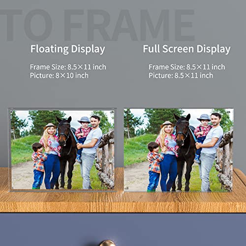 Sezanrpt 8.5''x11'' Acrylic Picture Frame, Perspex Photo Frame for Wedding Pictures, Tabletop Freestanding Certification Frame 12mm + 12mm - size: 8.5'' x 11''
