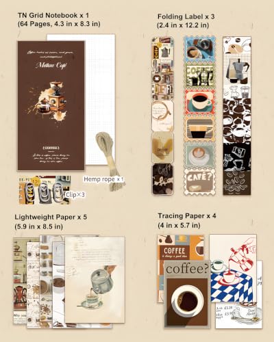 YagCu Coffee Scrapbook Kit, Vintage Junk Journal Supplies for Adults - color: Coffee