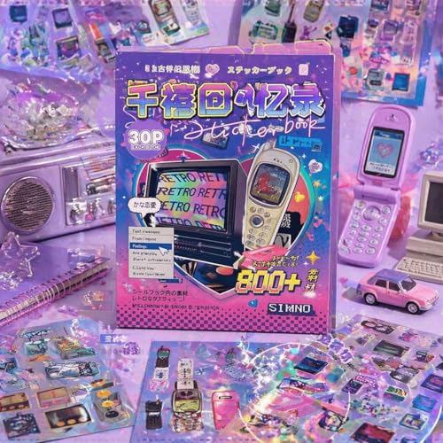 800 PCS Japanese Vintage Sticker Book, Showa Retro Ephemera Collection with Glossy, Matte and Frosted Stickers for Journaling, Scrapbooking, Collage and Vision Boards - color: Showa