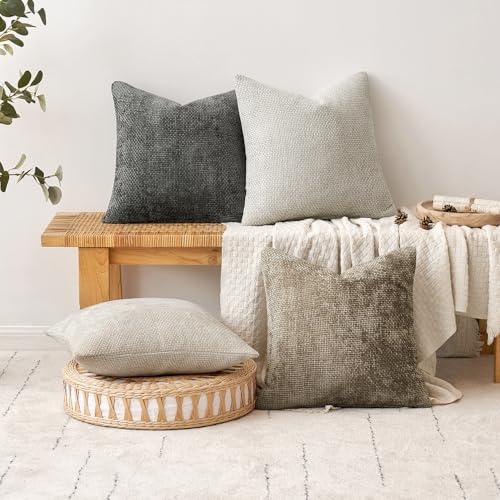 MIULEE Decorative Couch Throw Pillow Covers 18x18 Inch Dark Gray 2 Pack - color: Dark Gray, size: 18" x 18" (Pack of 2)