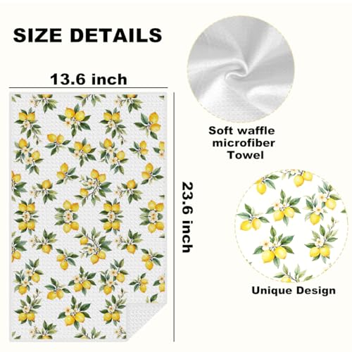 2 Pcs Flower Lemon Kitchen Towels Tea Towel - color: Multi 1600