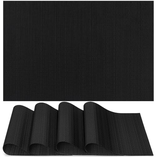 Myir JUN Black Placemats Set of 4 Kitchen and Dining Table Placemats - color: Black, size: Set of 4