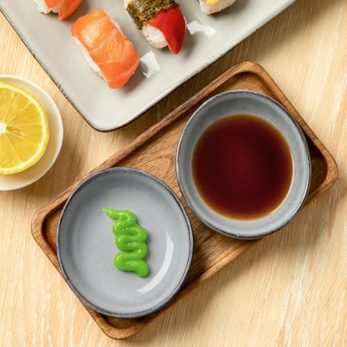famiware Ceramic Soy Sauce Dish, 2.1oz Dipping Bowl Set of 6, Gray - color: Gray, size: 6pcs